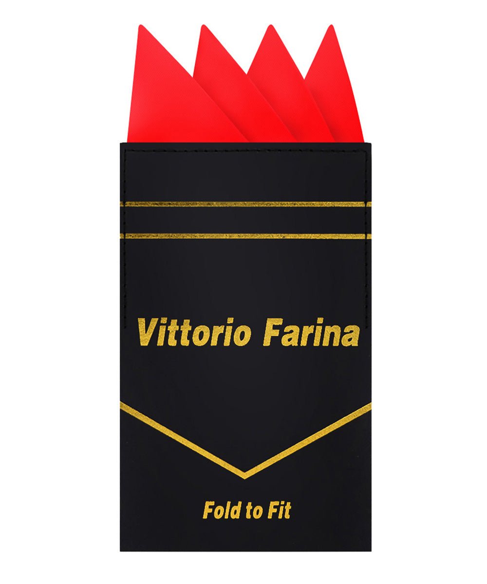 Vittorio Farina Men's Pre-Folded Pocket Square: Four-Point - Red - Pocket Square - Vittorio Farina