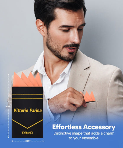 Vittorio Farina Men's Pre-Folded Pocket Square: Four-Point - Rose Gold - Pocket Square - Vittorio Farina