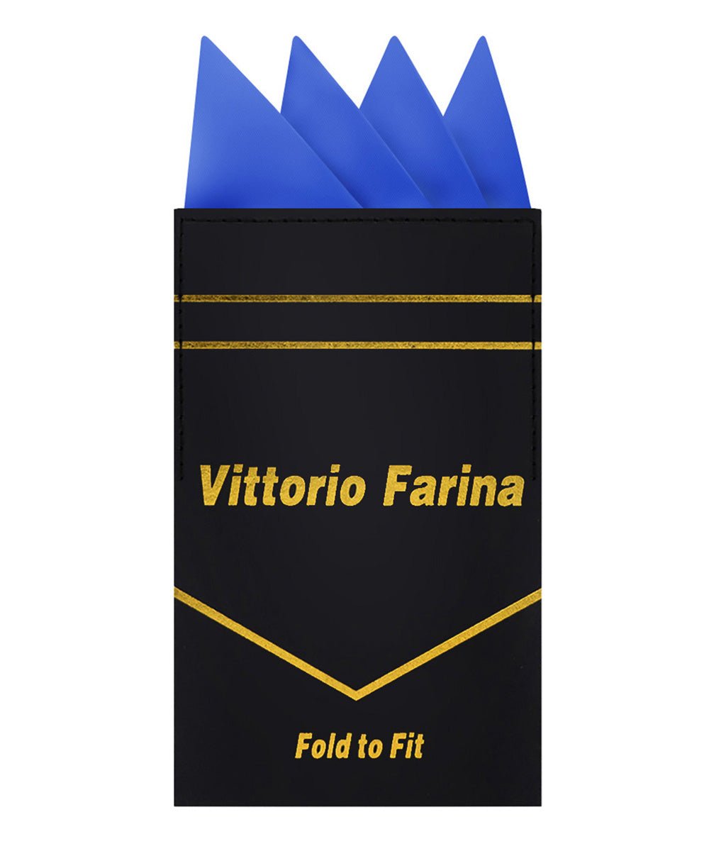 Vittorio Farina Men's Pre-Folded Pocket Square: Four-Point - Royal Blue - Pocket Square - Vittorio Farina