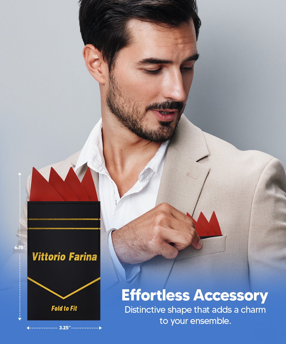 Vittorio Farina Men's Pre-Folded Pocket Square: Four-Point - Rust Red - Pocket Square - Vittorio Farina