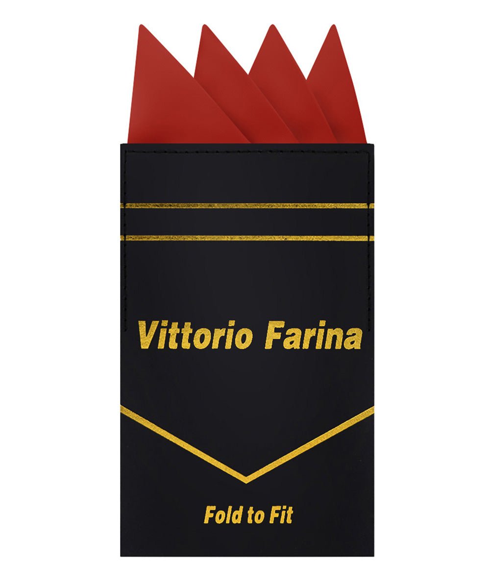 Vittorio Farina Men's Pre-Folded Pocket Square: Four-Point - Rust Red - Pocket Square - Vittorio Farina