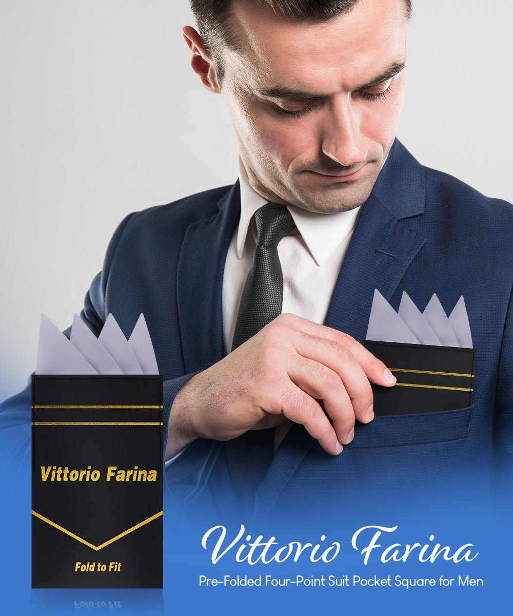 Vittorio Farina Men's Pre-Folded Pocket Square: Four-Point - Rust Red - Pocket Square - Vittorio Farina