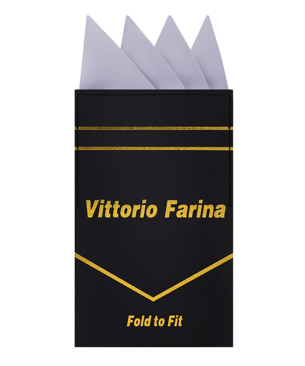 Vittorio Farina Men's Pre-Folded Pocket Square: Four-Point - Silver - Pocket Square - Vittorio Farina