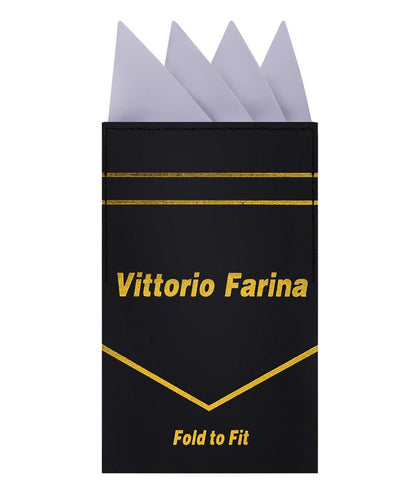 Vittorio Farina Men's Pre-Folded Pocket Square: Four-Point - Silver - Pocket Square - Vittorio Farina