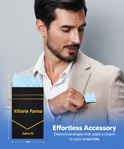 Vittorio Farina Men's Pre-Folded Pocket Square: Four-Point - Sky Blue - Pocket Square - Vittorio Farina