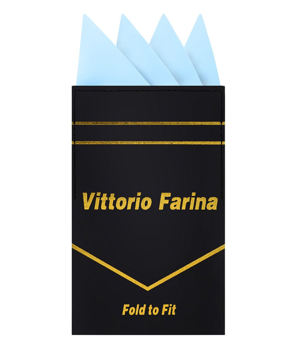Vittorio Farina Men's Pre-Folded Pocket Square: Four-Point - Sky Blue - Pocket Square - Vittorio Farina