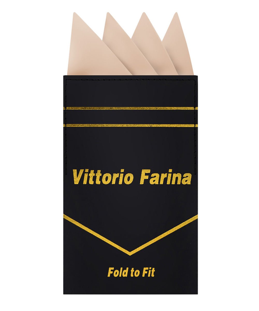 Vittorio Farina Men's Pre-Folded Pocket Square: Four-Point - Taupe - Pocket Square - Vittorio Farina