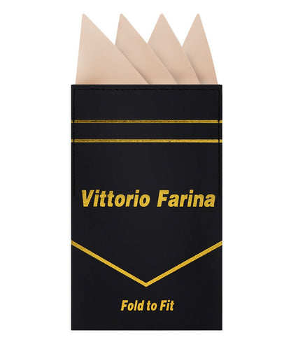 Vittorio Farina Men's Pre-Folded Pocket Square: Four-Point - Taupe - Pocket Square - Vittorio Farina