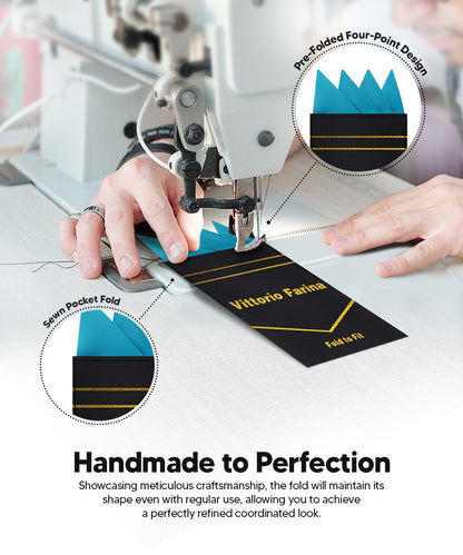 Vittorio Farina Men's Pre-Folded Pocket Square: Four-Point - Turquoise - Pocket Square - Vittorio Farina