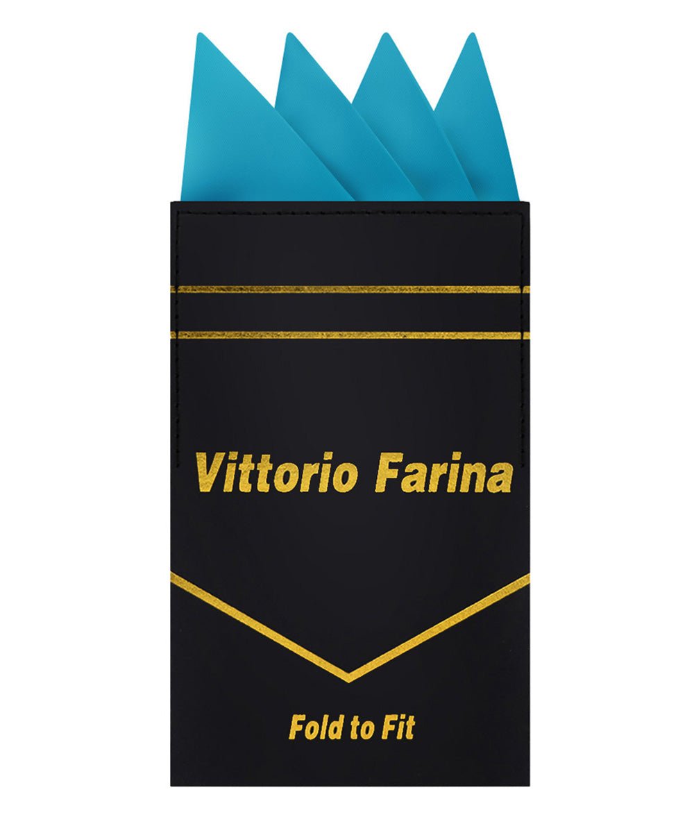 Vittorio Farina Men's Pre-Folded Pocket Square: Four-Point - Turquoise - Pocket Square - Vittorio Farina