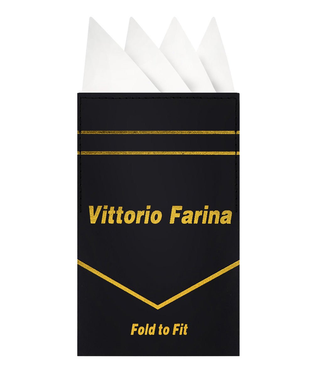 Vittorio Farina Men's Pre-Folded Pocket Square: Four-Point - White - Pocket Square - Vittorio Farina