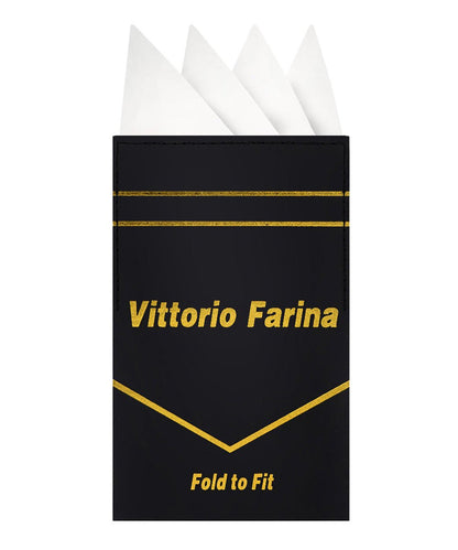 Vittorio Farina Men's Pre-Folded Pocket Square: Four-Point - White - Pocket Square - Vittorio Farina