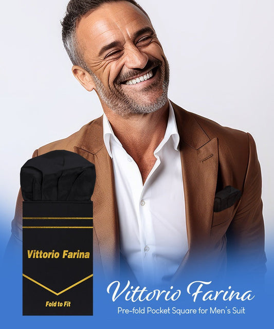 Vittorio Farina Men's Pre-Folded Pocket Square: Puff - Black - Pocket Square - Vittorio Farina