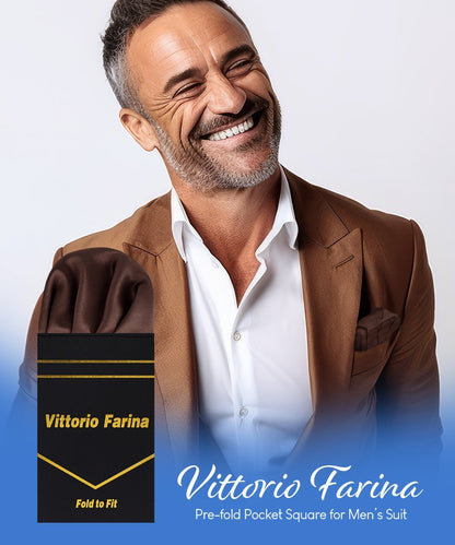 Vittorio Farina Men's Pre-Folded Pocket Square: Puff - Brown - Pocket Square - Vittorio Farina