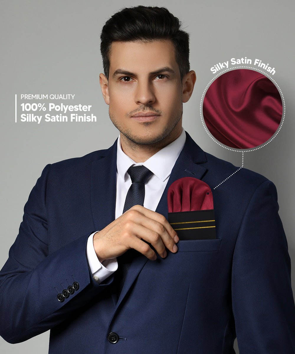 Vittorio Farina Men's Pre-Folded Pocket Square: Puff - Burgundy - Pocket Square - Vittorio Farina