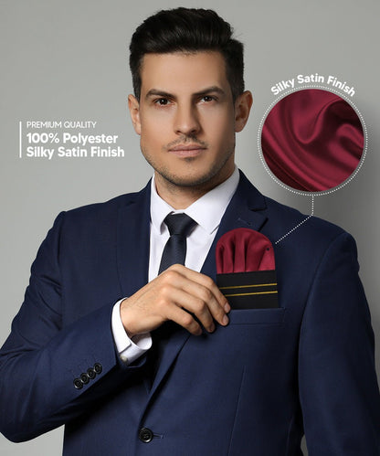 Vittorio Farina Men's Pre-Folded Pocket Square: Puff - Burgundy - Pocket Square - Vittorio Farina