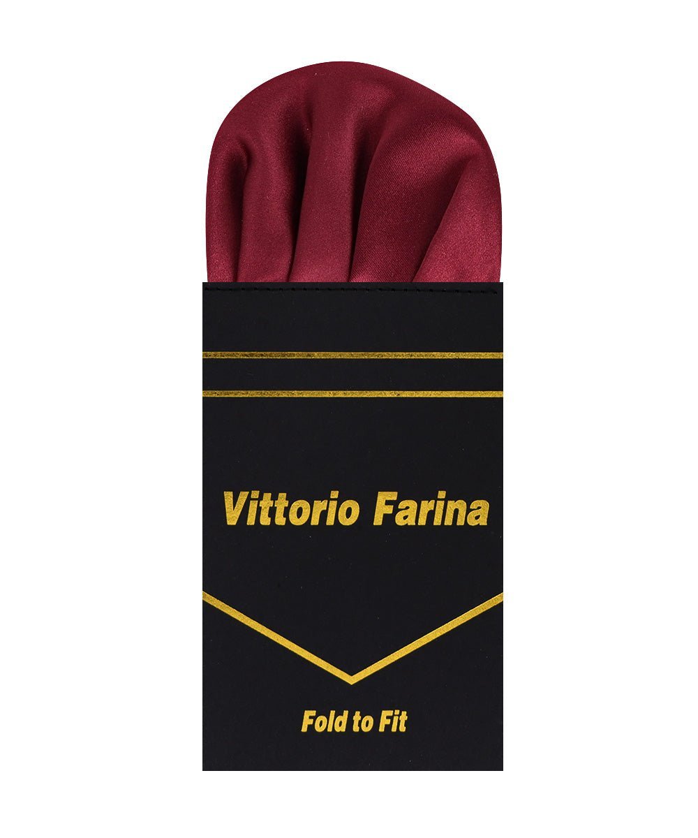 Vittorio Farina Men's Pre-Folded Pocket Square: Puff - Burgundy - Pocket Square - Vittorio Farina