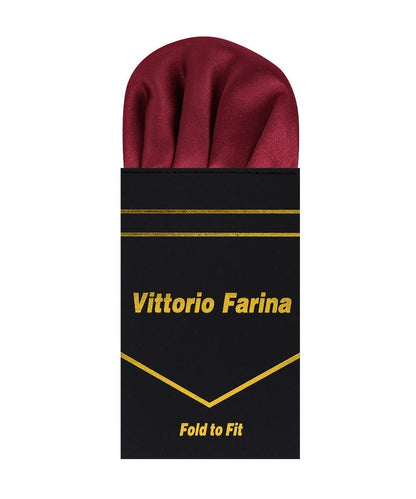 Vittorio Farina Men's Pre-Folded Pocket Square: Puff - Burgundy - Pocket Square - Vittorio Farina