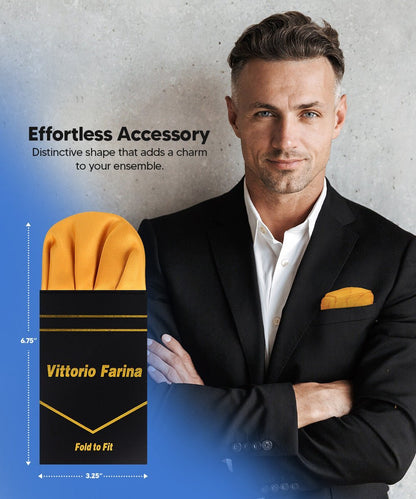 Vittorio Farina Men's Pre-Folded Pocket Square: Puff - Gold - Pocket Square - Vittorio Farina