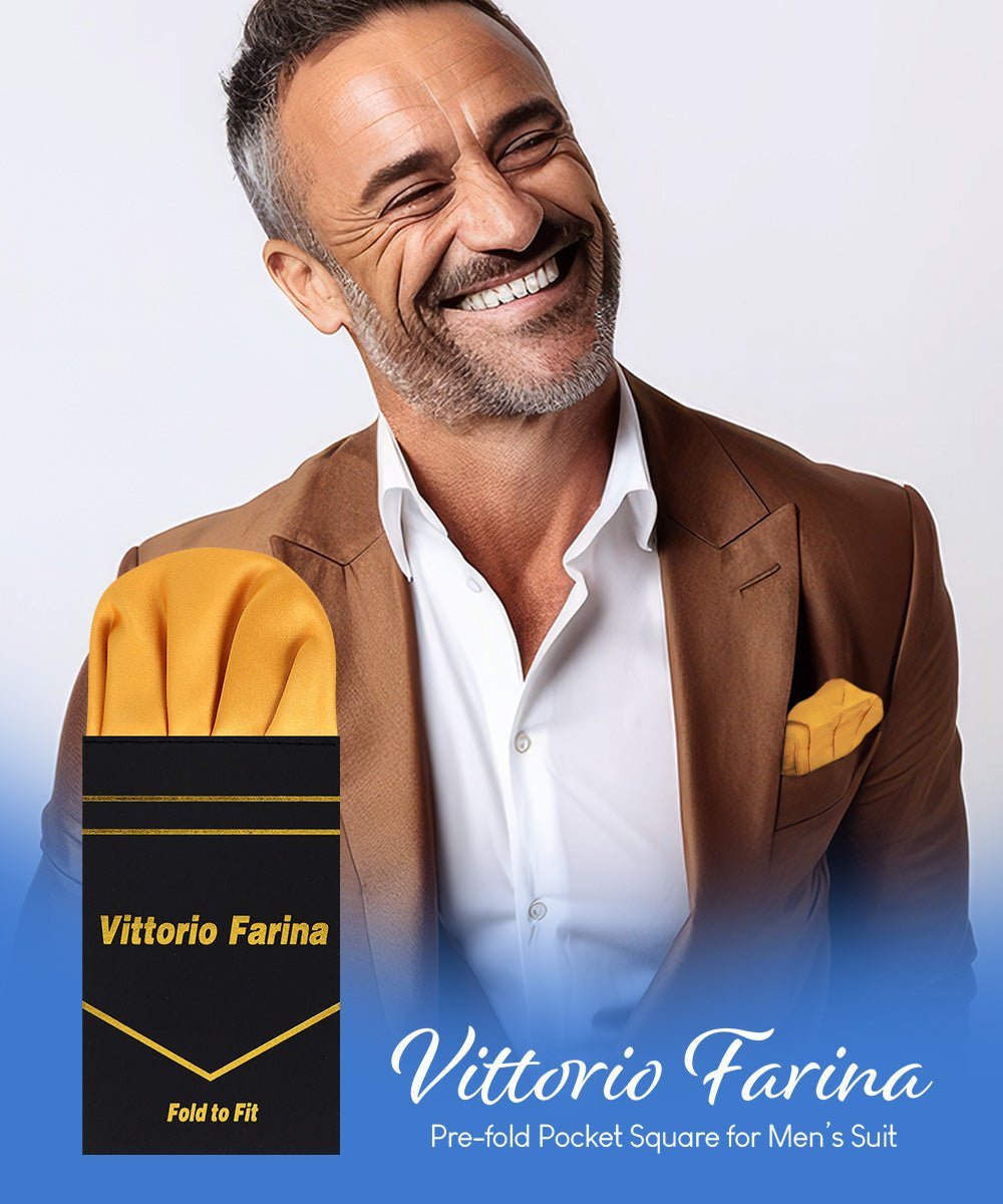Vittorio Farina Men's Pre-Folded Pocket Square: Puff - Gold - Pocket Square - Vittorio Farina
