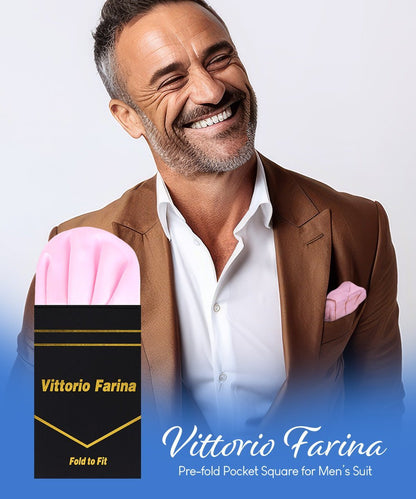 Vittorio Farina Men's Pre-Folded Pocket Square: Puff - Pink - Pocket Square - Vittorio Farina