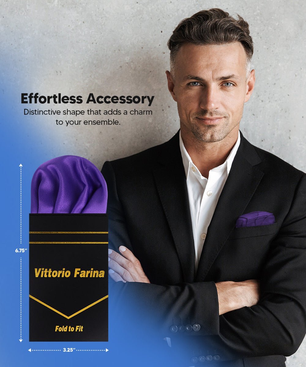 Vittorio Farina Men's Pre-Folded Pocket Square: Puff - Purple - Pocket Square - Vittorio Farina