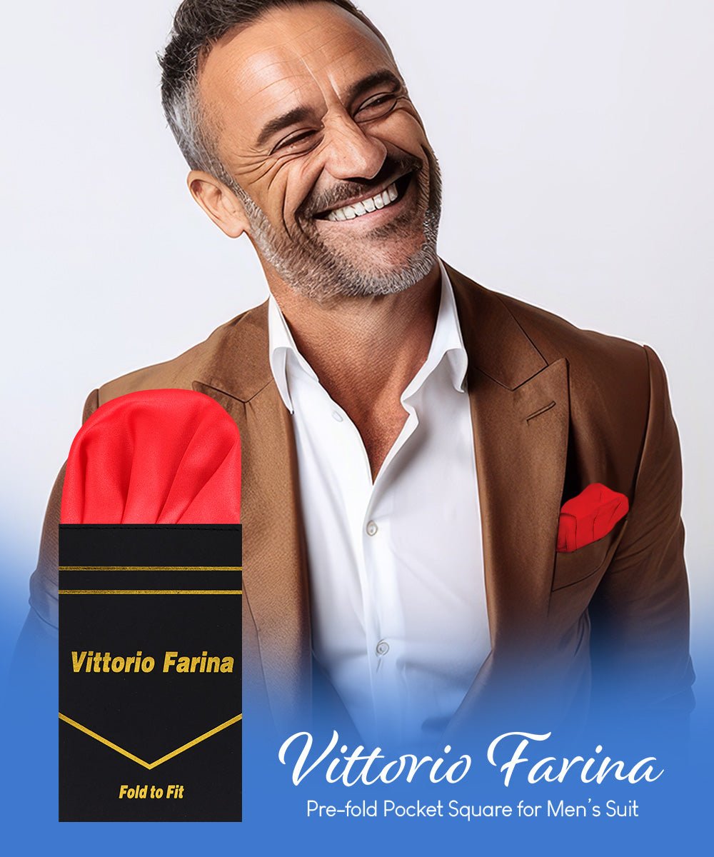 Vittorio Farina Men's Pre-Folded Pocket Square: Puff - Red - Pocket Square - Vittorio Farina