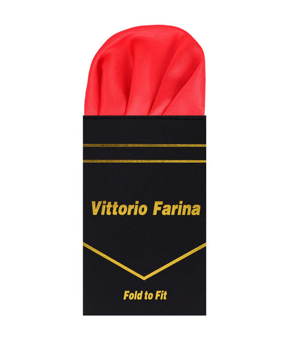 Vittorio Farina Men's Pre-Folded Pocket Square: Puff - Red - Pocket Square - Vittorio Farina