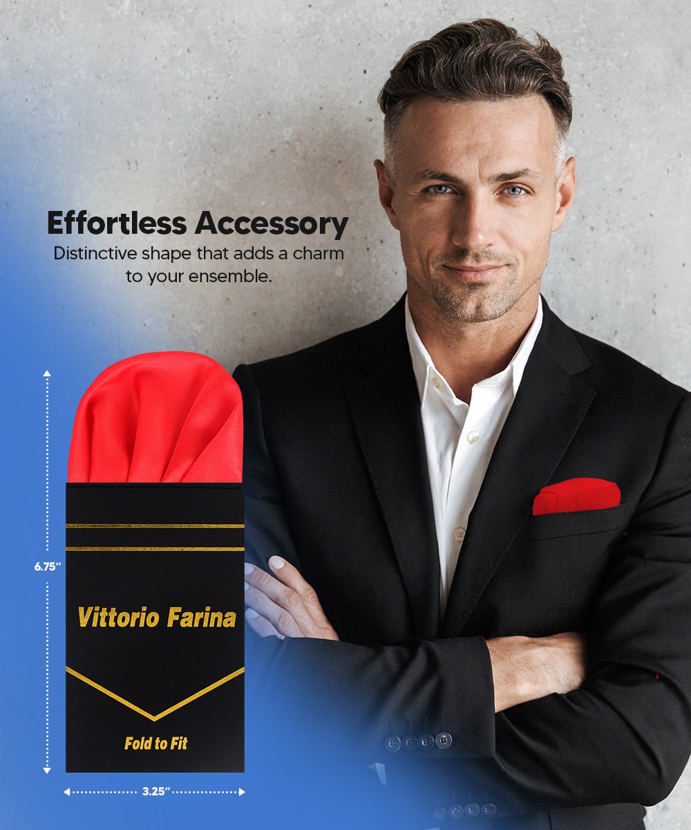 Vittorio Farina Men's Pre-Folded Pocket Square: Puff - Red - Pocket Square - Vittorio Farina