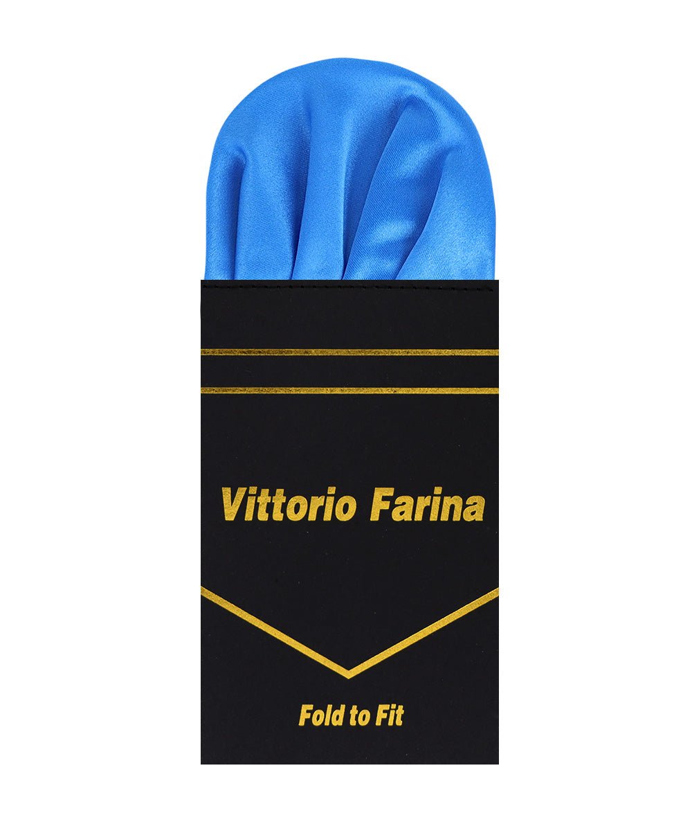 Vittorio Farina Men's Pre-Folded Pocket Square: Puff - Royal Blue - Pocket Square - Vittorio Farina