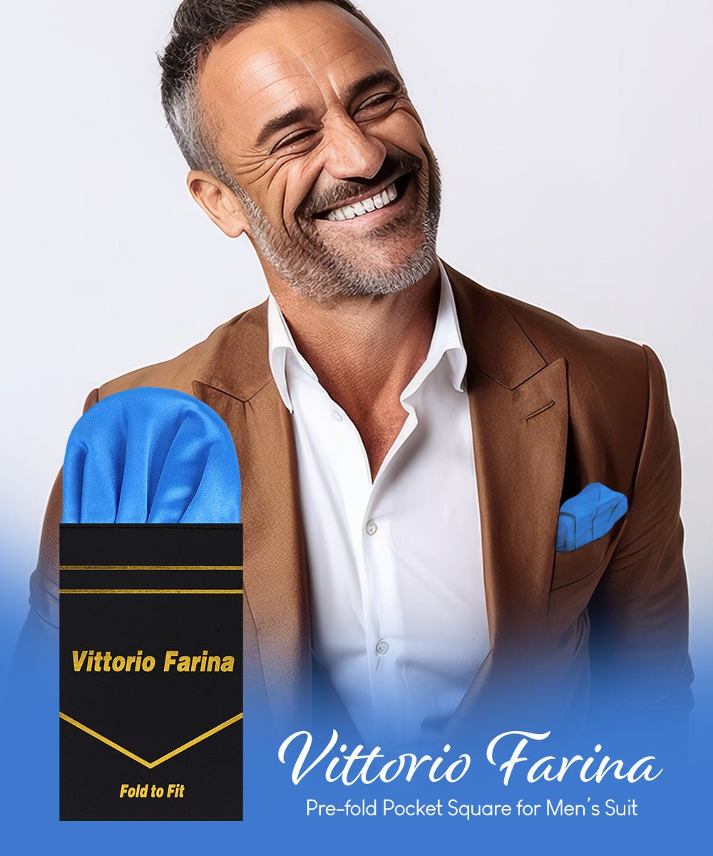 Vittorio Farina Men's Pre-Folded Pocket Square: Puff - Royal Blue - Pocket Square - Vittorio Farina