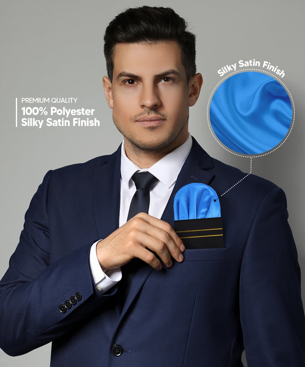 Vittorio Farina Men's Pre-Folded Pocket Square: Puff - Royal Blue - Pocket Square - Vittorio Farina