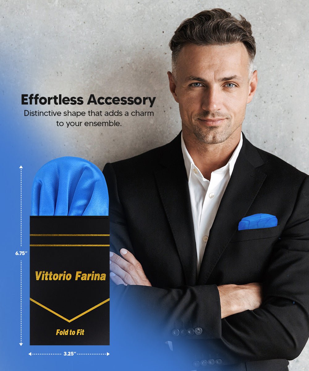 Vittorio Farina Men's Pre-Folded Pocket Square: Puff - Royal Blue - Pocket Square - Vittorio Farina