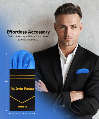 Vittorio Farina Men's Pre-Folded Pocket Square: Puff - Royal Blue - Pocket Square - Vittorio Farina