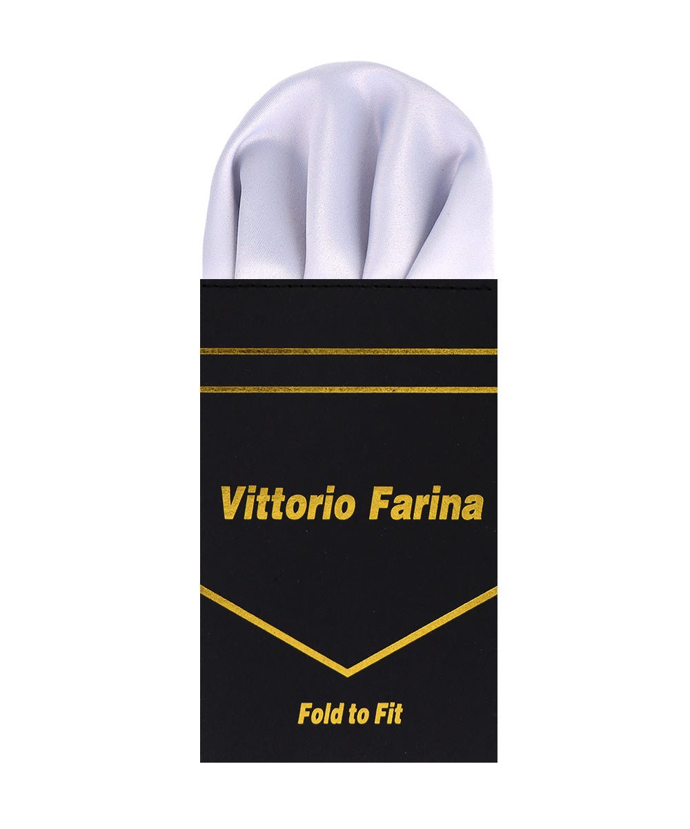 Vittorio Farina Men's Pre-Folded Pocket Square: Puff - Silver - Pocket Square - Vittorio Farina