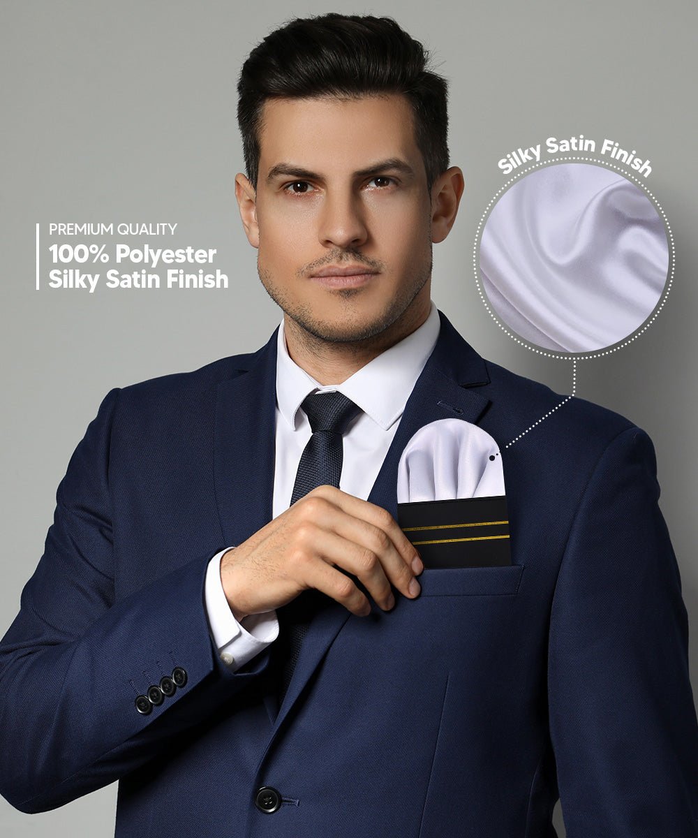 Vittorio Farina Men's Pre-Folded Pocket Square: Puff - Silver - Pocket Square - Vittorio Farina