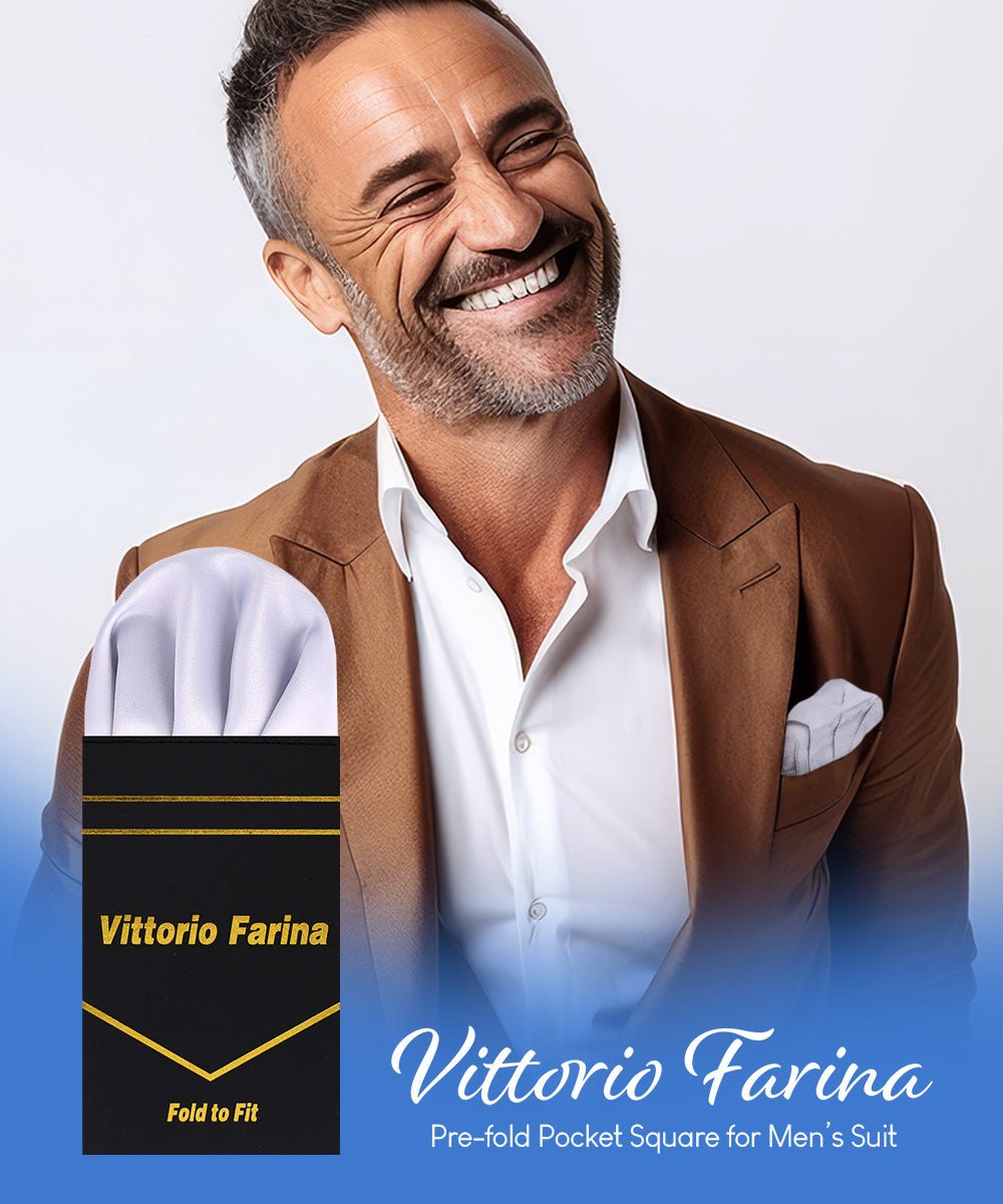 Vittorio Farina Men's Pre-Folded Pocket Square: Puff - Silver - Pocket Square - Vittorio Farina