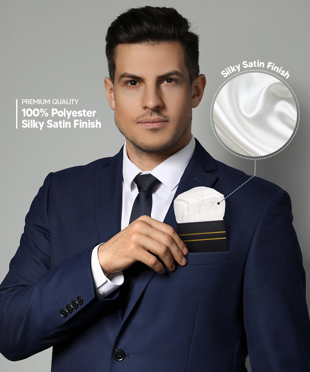 Vittorio Farina Men's Pre-Folded Pocket Square: Puff - White - Pocket Square - Vittorio Farina