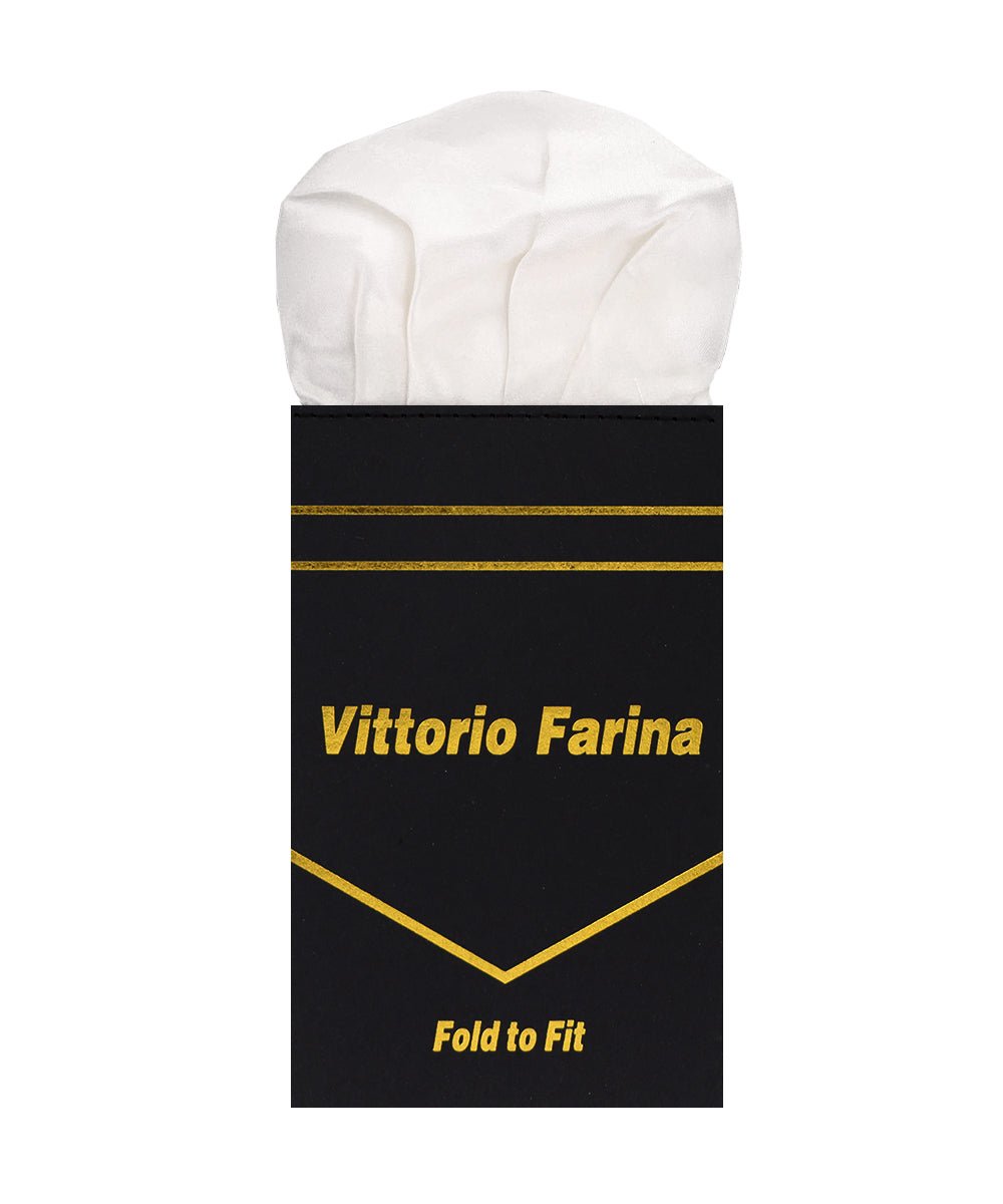 Vittorio Farina Men's Pre-Folded Pocket Square: Puff - White - Pocket Square - Vittorio Farina