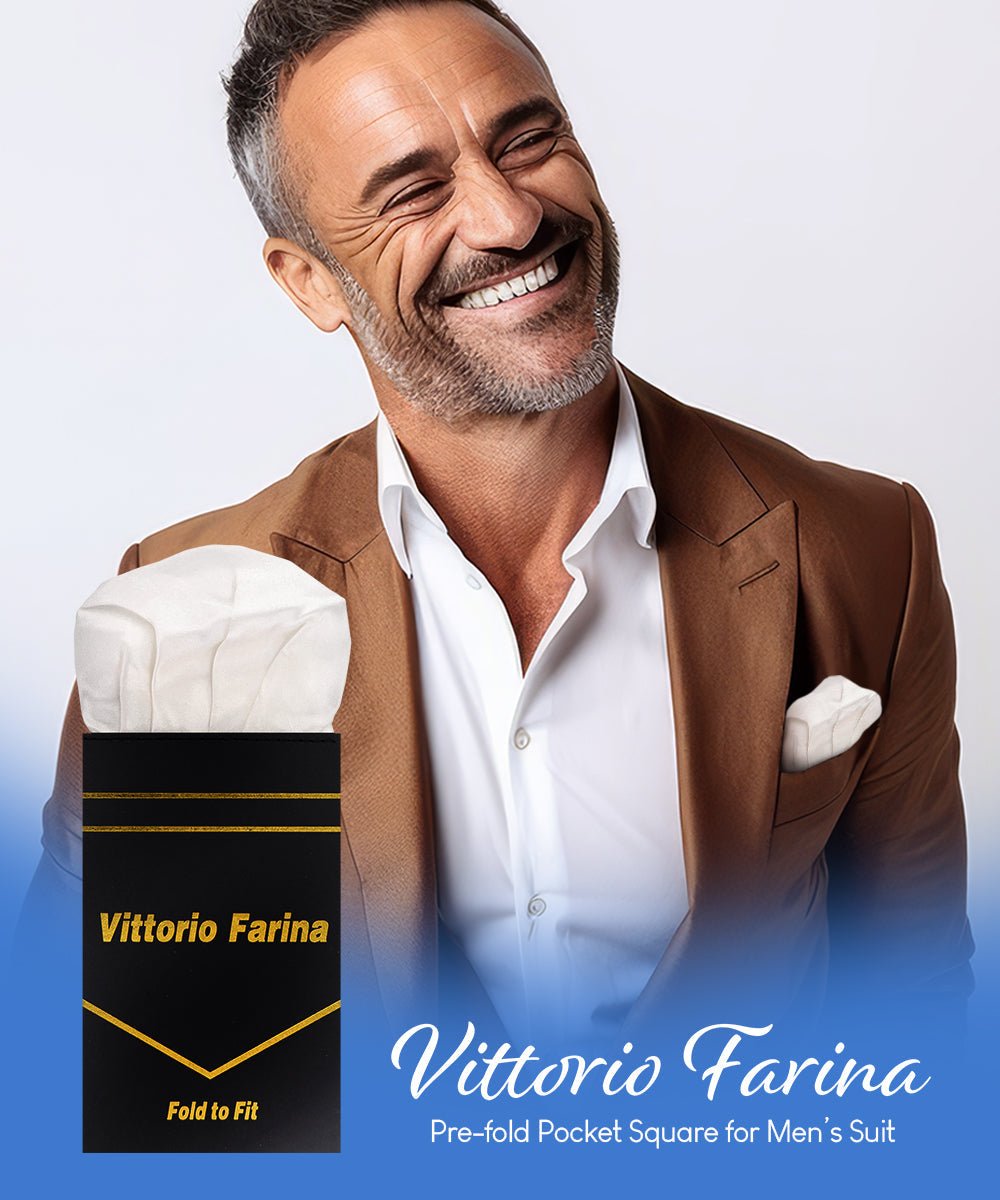 Vittorio Farina Men's Pre-Folded Pocket Square: Puff - White - Pocket Square - Vittorio Farina