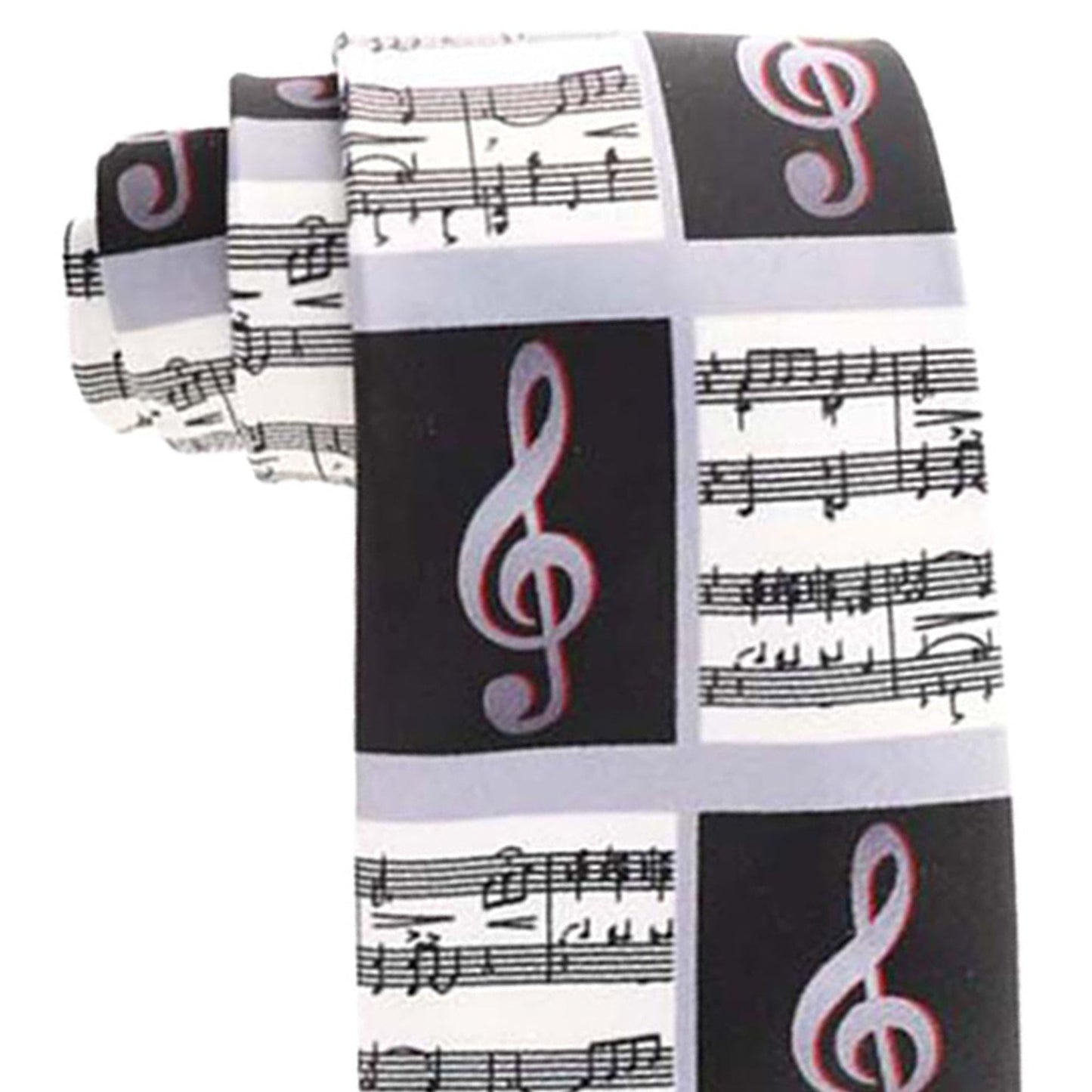 Vittorio Farina Men's Red and Gold Trombone Musical Necktie and Pocket Square - Black, White and Red - Necktie & Pocket Square - Vittorio Farina