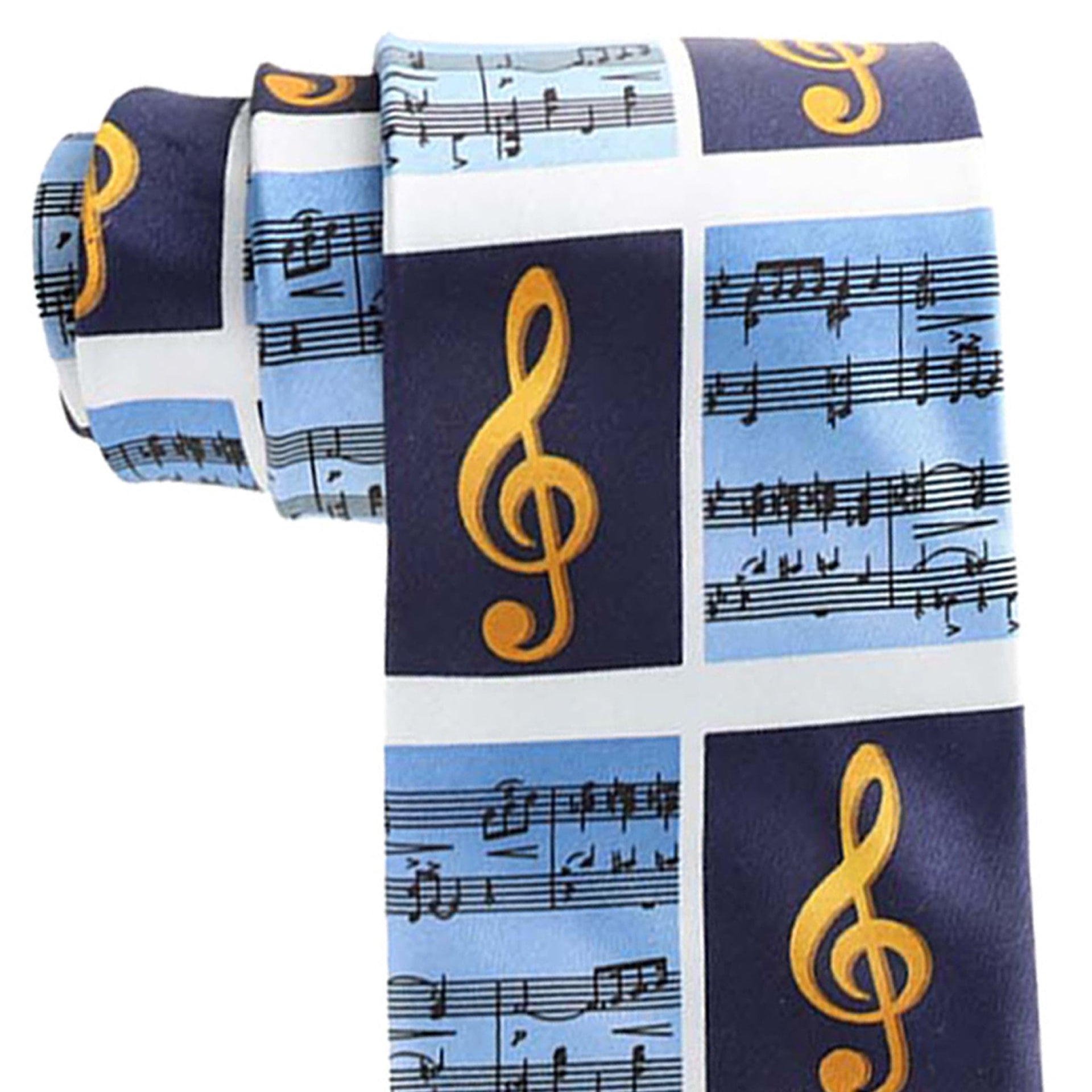 Vittorio Farina Men's Red and Gold Trombone Musical Necktie and Pocket Square - Royal Blue - Necktie & Pocket Square - Vittorio Farina
