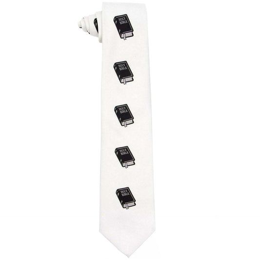 Vittorio Farina Men's Religious Satin Necktie & Pocket Square - White - Necktie & Pocket Square - Vittorio Farina