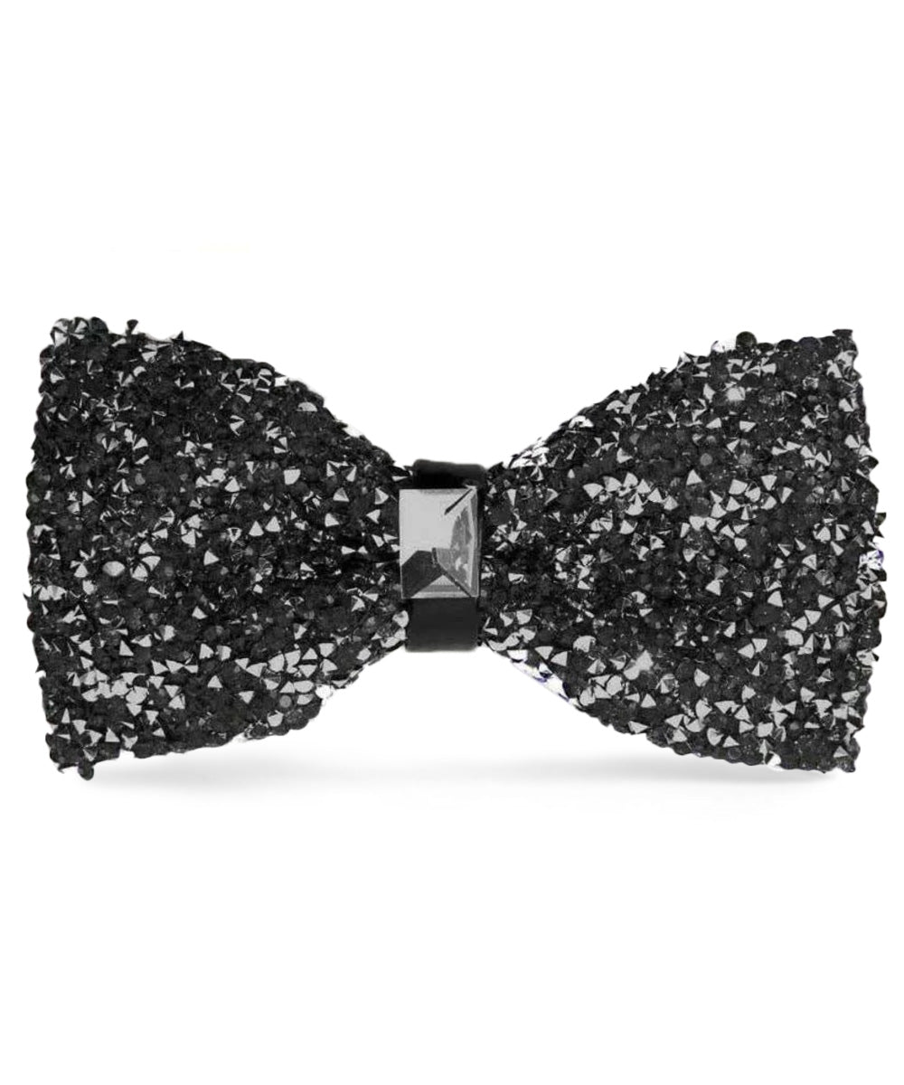 Vittorio Farina Men's Rhinestone Bow Tie in Gift Box - Black and Silver - Bow Tie - Vittorio Farina