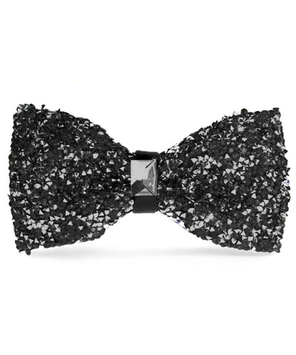 Vittorio Farina Men's Rhinestone Bow Tie in Gift Box - Black and Silver - Bow Tie - Vittorio Farina