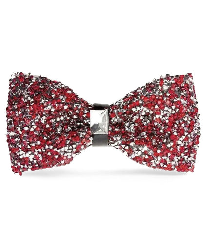 Vittorio Farina Men's Rhinestone Bow Tie in Gift Box - Burgundy and Silver - Bow Tie - Vittorio Farina