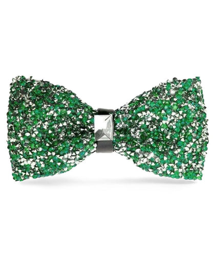 Vittorio Farina Men's Rhinestone Bow Tie in Gift Box - Emerald Green and Silver - Bow Tie - Vittorio Farina