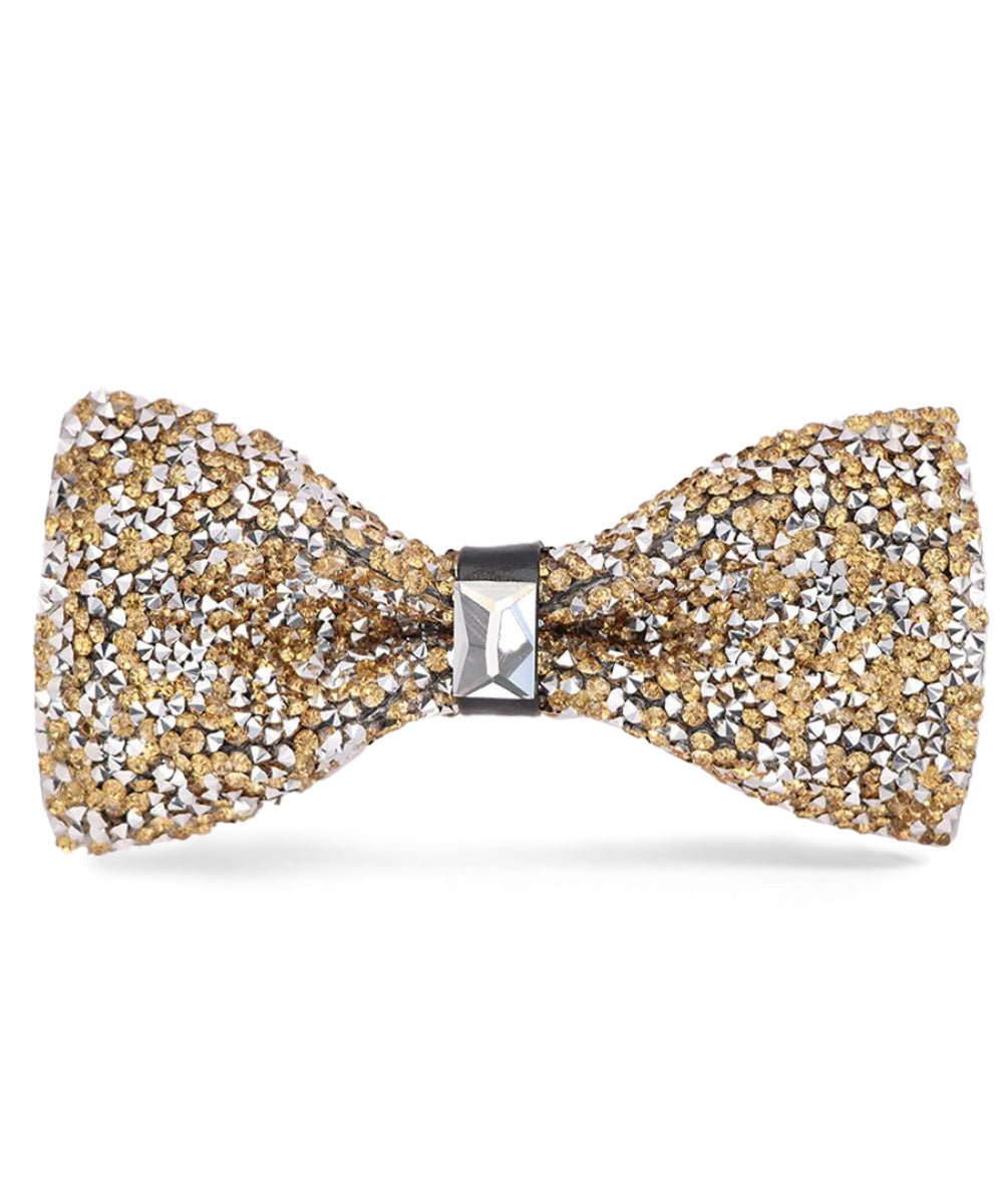 Vittorio Farina Men's Rhinestone Bow Tie in Gift Box - Gold and Silver - Bow Tie - Vittorio Farina