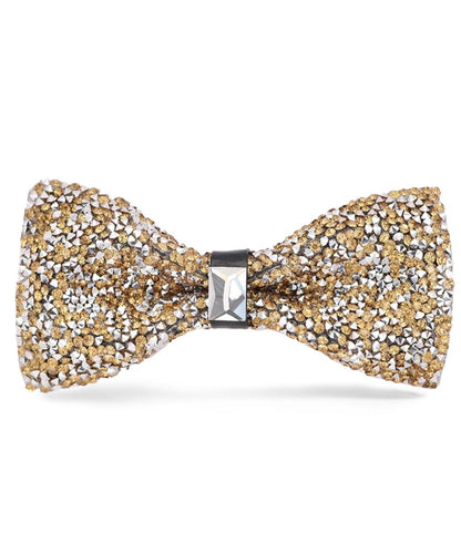 Vittorio Farina Men's Rhinestone Bow Tie in Gift Box - Gold and Silver - Bow Tie - Vittorio Farina