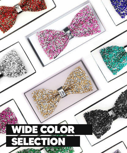 Vittorio Farina Men's Rhinestone Bow Tie in Gift Box - Hot Pink and Silver - Bow Tie - Vittorio Farina